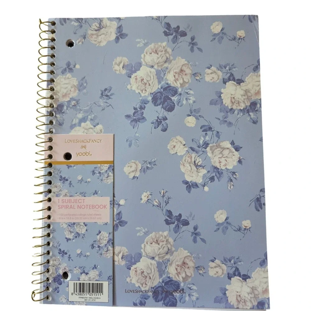 LoveShackFancy Yoobi Stationery Set OS Blue New Floral Notebook Pouch Folders